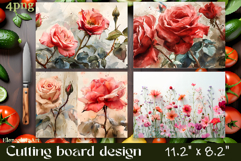 Flowers Cutting Board Sublimation. Vintag Cutting Board Product Image 1