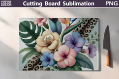Flowers Cutting Board | Pastel Tropical Floral Cutting Board Product Image 1