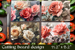 Flowers Cutting Board Sublimation. Vintag Cutting Board Product Image 1