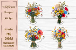 Wildflowers Bouquet Stickers | Watercolor PNG | Print&amp;Cut Product Image 1
