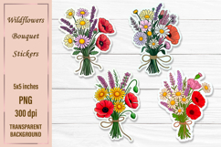 Wildflowers Bouquet Stickers | Watercolor PNG | Print&amp;Cut Product Image 1