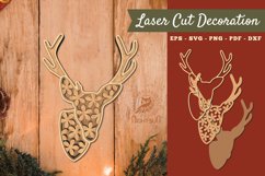 Flowers Deer 3D Lasercut Decoration SVG Product Image 1