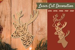 Flowers Deer 3D Lasercut Decoration SVG Product Image 1