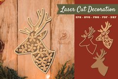 Flowers Deer 3D Lasercut Decoration SVG Product Image 1