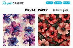 Flowers Digital Paper , Flowers Seamless Pattern Product Image 1