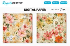 Flowers Digital Paper , Flowers Seamless Pattern Product Image 1