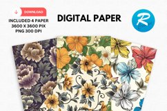 Flowers Digital Paper, Flowers Background Product Image 1