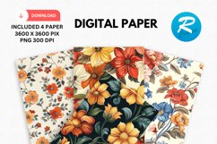 Flowers Digital Paper, Flowers Background Product Image 1