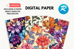 Flowers Digital Paper, Flowers Background Product Image 1