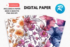 Flowers Digital Paper, Flowers Background Product Image 1