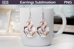Flowers Teardrop Earrings | Magnolia Earrings Sublimation Product Image 1