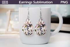 Flowers Teardrop Earrings | Magnolia Earrings Sublimation Product Image 1