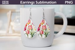 Spring Flowers Teardrop Earrings| Tulip Earrings Sublimation Product Image 1