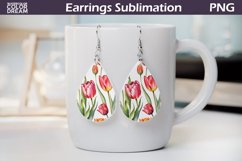 Spring Flowers Teardrop Earrings| Tulip Earrings Sublimation Product Image 1