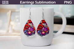Wildflowers Teardrop Earrings | Poppy Iris Flowers Earrings Product Image 1