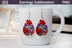 Wildflowers Teardrop Earrings | Poppy Iris Flowers Earrings Product Image 1
