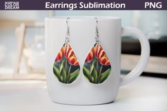Spring Flowers Teardrop Earrings| Tulip Earrings Sublimation Product Image 1