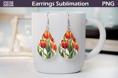 Spring Flowers Teardrop Earrings| Tulip Earrings Sublimation Product Image 1