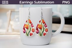 Spring Flowers Teardrop Earrings| Tulip Earrings Sublimation Product Image 1