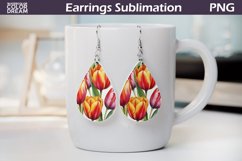 Spring Flowers Teardrop Earrings| Tulip Earrings Sublimation Product Image 1