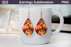 Spring Flowers Teardrop Earrings| Tulip Earrings Sublimation Product Image 1