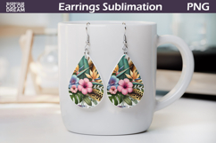Floral Teardrop Earrings |Pastel Tropical Flowers Earrings Product Image 1