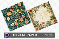 Flowers &amp; Foliage Digital Paper Product Image 1