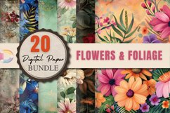 Flowers &amp; Foliage Digital Paper Bundle Product Image 1