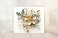 3D Gold Flower Tumbler Wrap Design - Floral Sublimation PNG Product Image 2