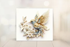 3D Gold Flower Tumbler Wrap Design - Floral Sublimation PNG Product Image 2