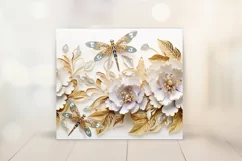 3D Gold Flower Tumbler Wrap Design - Floral Sublimation PNG Product Image 2