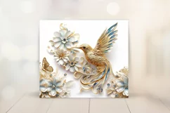 3D Gold Flower Tumbler Wrap Design - Floral Sublimation PNG Product Image 2