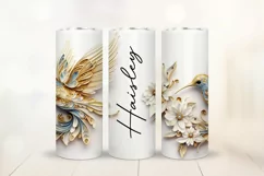 3D Gold Flower Tumbler Wrap Design - Floral Sublimation PNG Product Image 1