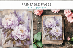 grunge floral junk journal, old paper Product Image 1