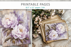 grunge floral junk journal, old paper Product Image 4