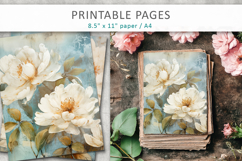 grunge floral junk journal, vintage peonies printables Product Image 3