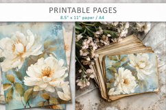 grunge floral junk journal, vintage peonies printables Product Image 1
