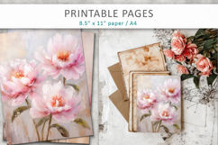 floral junk journal, grunge flower digital paper Product Image 5