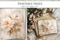 grunge floral junk journal, scrapbook paper Product Image 5