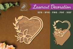 Flowers Heart Laser Cut Decoration SVG Product Image 1