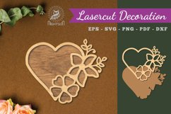 Flowers Heart Laser Cut Decoration SVG Product Image 1