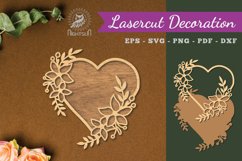 Flowers Heart Laser Cut Decoration SVG Product Image 1