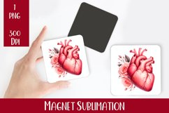 Flower heart Magnet. Summer Magnet Sublimation Product Image 1