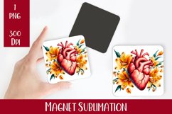 Flower heart Magnet. Summer Magnet Sublimation Product Image 1