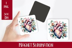 Flower heart Magnet. Summer Magnet Sublimation Product Image 1