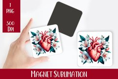 Flower heart Magnet. Summer Magnet Sublimation Product Image 1