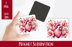 Flower heart Magnet. Summer Magnet Sublimation Product Image 1