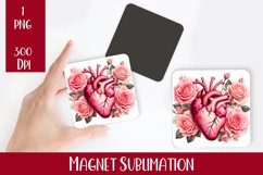 Flower heart Magnet. Summer Magnet Sublimation Product Image 1