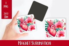 Flower heart Magnet. Summer Magnet Sublimation Product Image 1