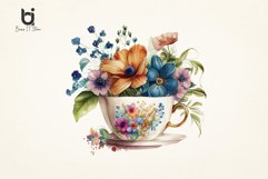 Flowers in a cup watercolorSublimation PNG Bundle Product Image 2